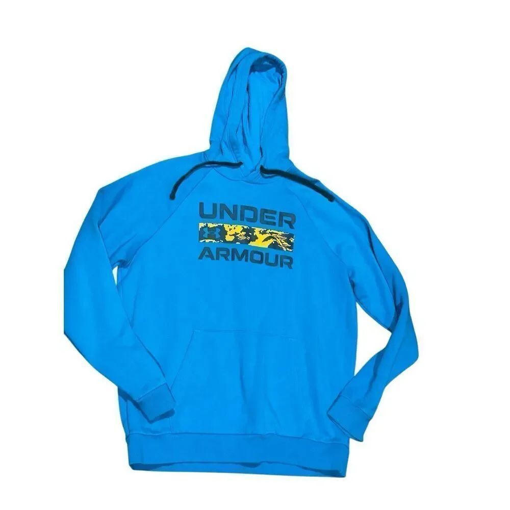 Under Armour blue orange rival loose fit hoody L